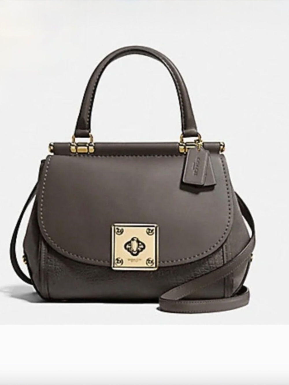 Coach Drifter Top Handle Leather Suede Chestnut Gray 38388 Shoulder Bag